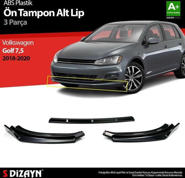 Volkswagen Golf Uyumlu 7,5 ABS Plastik Ön Tampon Alt Lip 3 Parça. 2018-2020 A+Kalite Parça - Image 1