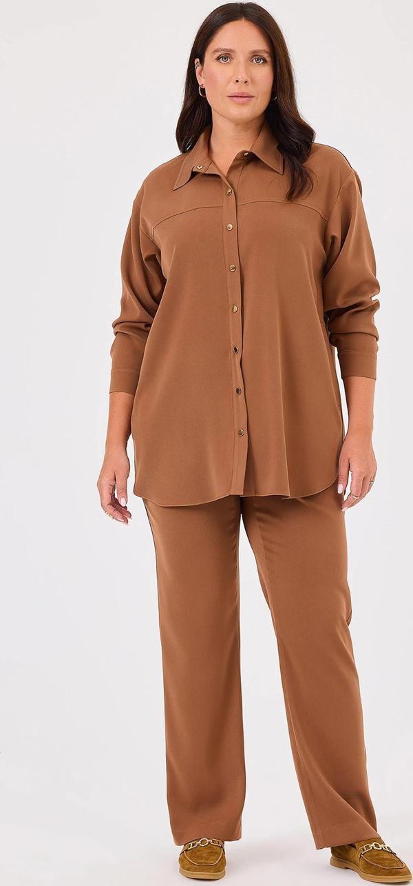 Galaxi Kadın Büyük Beden Bağcıklı Pantolon 4023 Camel - Image 1