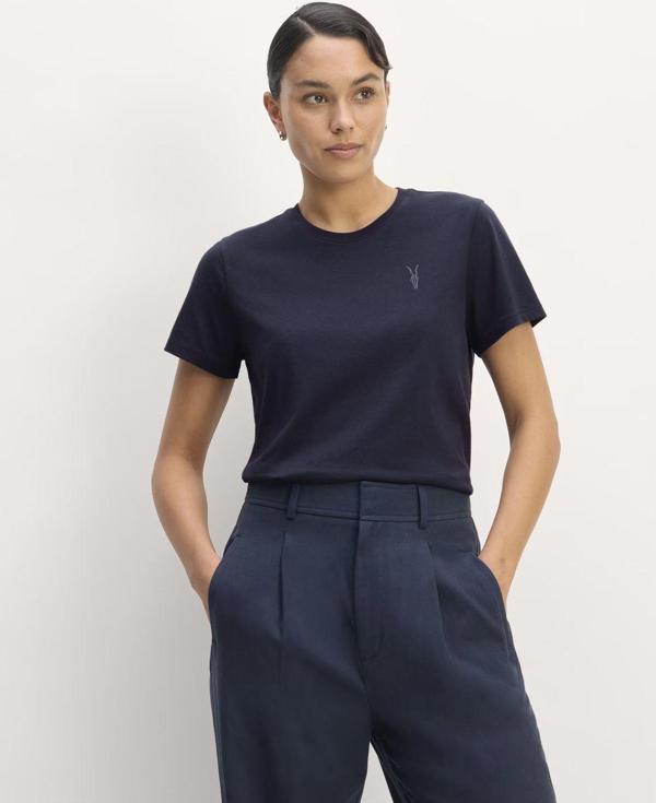 Kozik Kadın Lacivert  %100 Pamuk Süprem Rahat Kesim Kadın Spor Tişört - Kısa Kol Kzk-1001 - Image 1