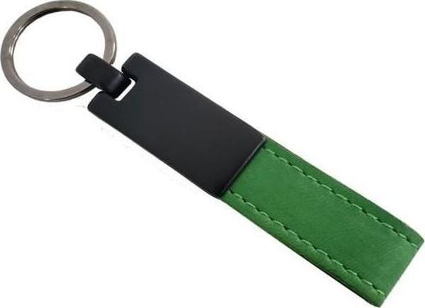 Yeşil Deri Metal Anahtarlık - Image 1