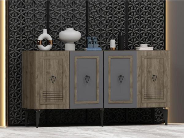 DemonteHome Asyadh Konsol 4 Kapaklı Ceviz Antrasit - Image 1