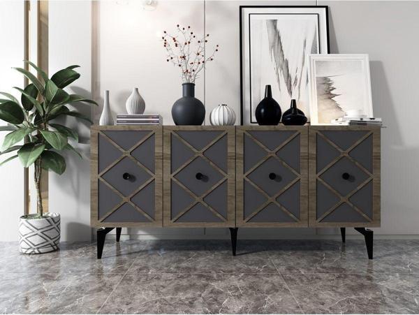 DEMONTE DECOR Helen Konsol Antrasi̇t (Cevi̇z Desen) - Image 1
