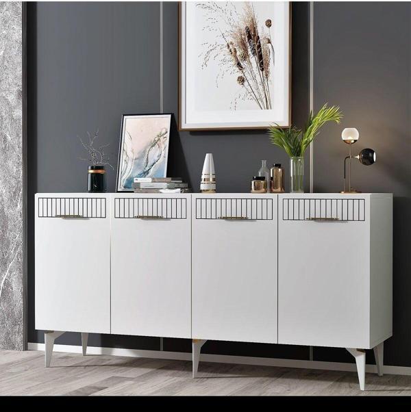 DemonteHome Alvindh Lazer Desenli Konsol Beyaz - Image 1