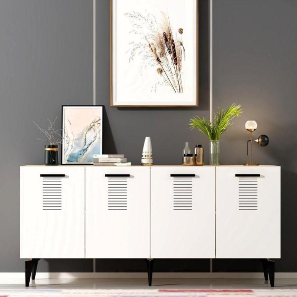 DemonteHome Asimodh 4 Kapaklı Konsol Safirmeşe Beyaz - Image 1