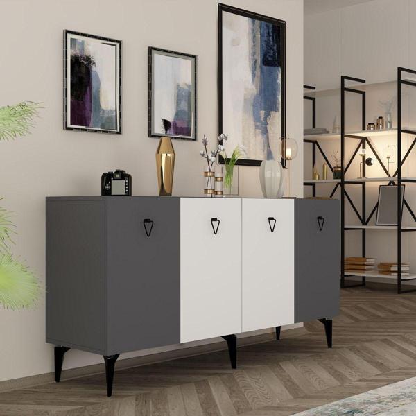 DemonteHome Mi̇amdh Konsol Antrasi̇t-Beyaz - Image 1