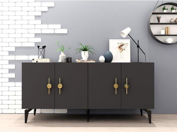 DemonteHome Zenitdh 4 Kapaklı Raflı Konsol Antrasit - Image 1