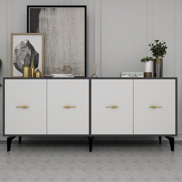 DemonteHome Si̇ntadh (Kx) 180 Cm Konsol Antrasi̇t Beyaz - Image 1