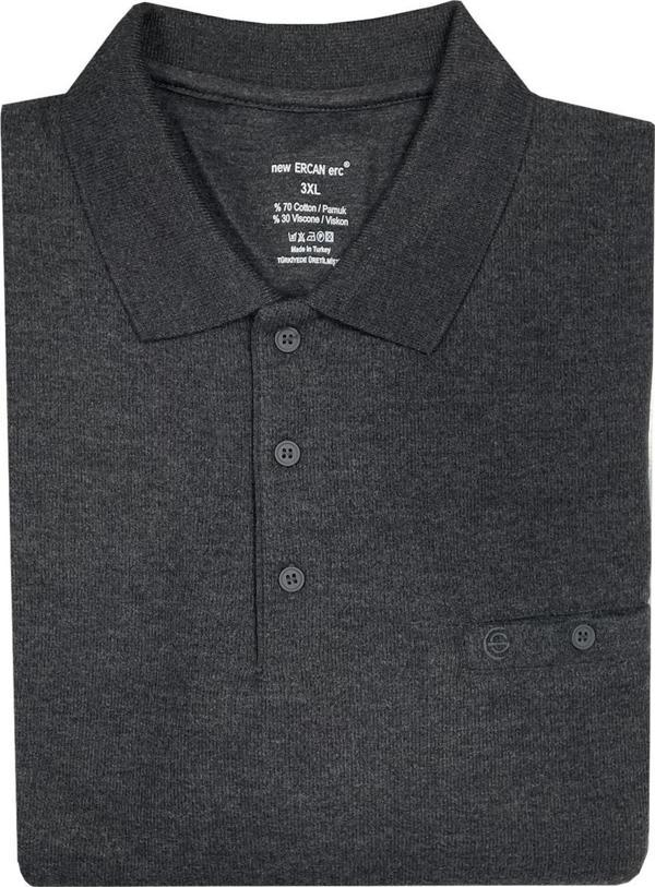 Erkek Büyük Beden Uzun Kol Polo Yaka Sweatshırt-7090 - Image 1