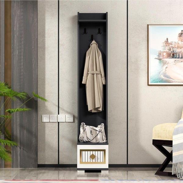 DEMONTE DECOR Norra (D) 1 Kapakli Vesti̇yer Portmanto Ayakkabilik Antrasi̇t-Beyaz-Altin - Image 1