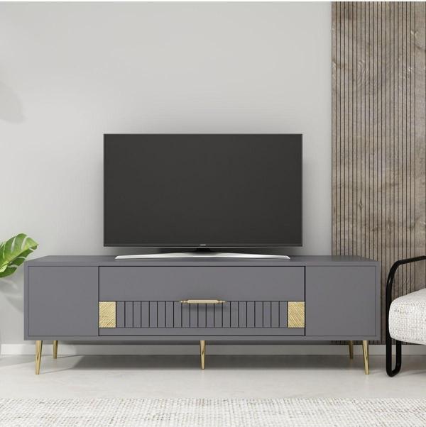 DemonteHome Dekolp4Dh Tv Sehpasi Antrasi̇t Altin - Image 1