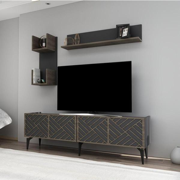 DemonteHome Gracedh Tv Üni̇tesi̇ Takimi Antrasi̇t-(Cevi̇z Desen) - Image 1