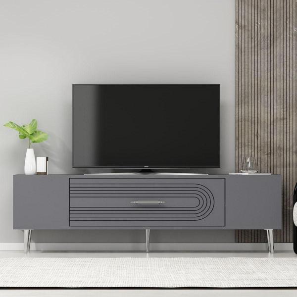 DemonteHome Dekol3Dh Tv Sehpası Antrasit Gümüş - Image 1