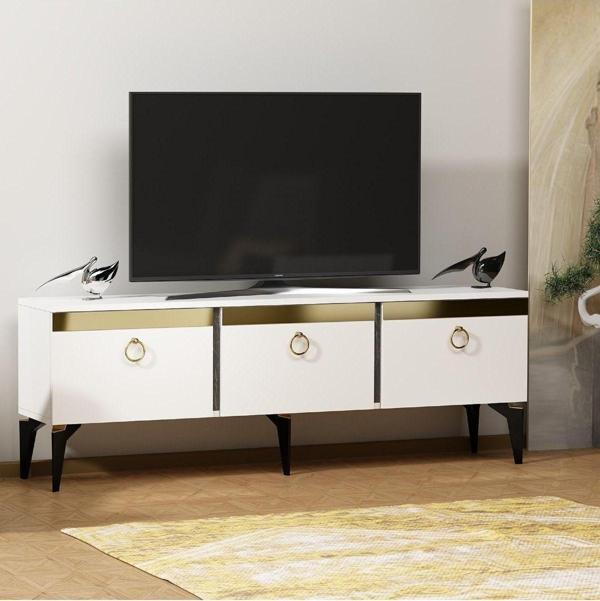 DemonteHome Adadh Tv Üni̇tesi̇ Beyaz Antrasi̇t Safi̇rmeşe - Image 1