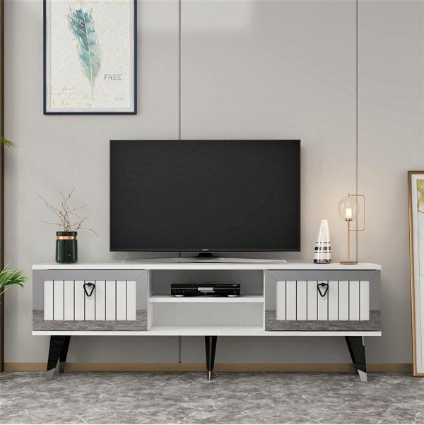 DemonteHome Li̇dyadh Tv Stand Beyaz-Gümüş - Image 1