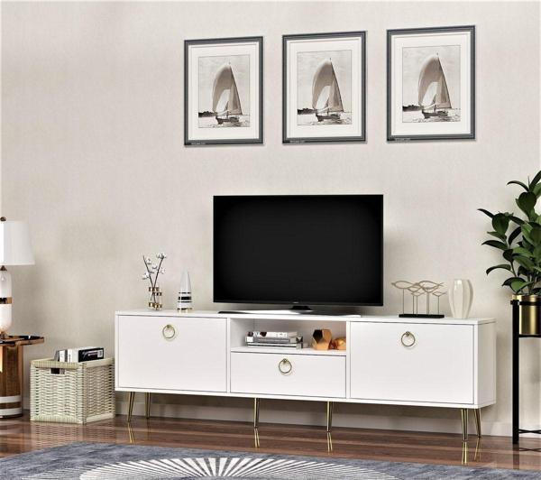 DEMONTE DECOR Sole 180 Cm Tv Sehpası Beyaz-Beyaz - Image 1