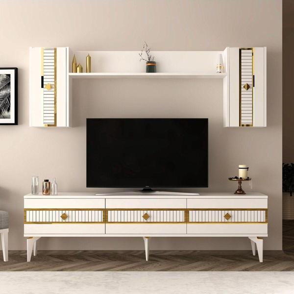 DemonteHome Noradh Tv Üni̇tesi̇ Takimi Beyaz-Altin - Image 1
