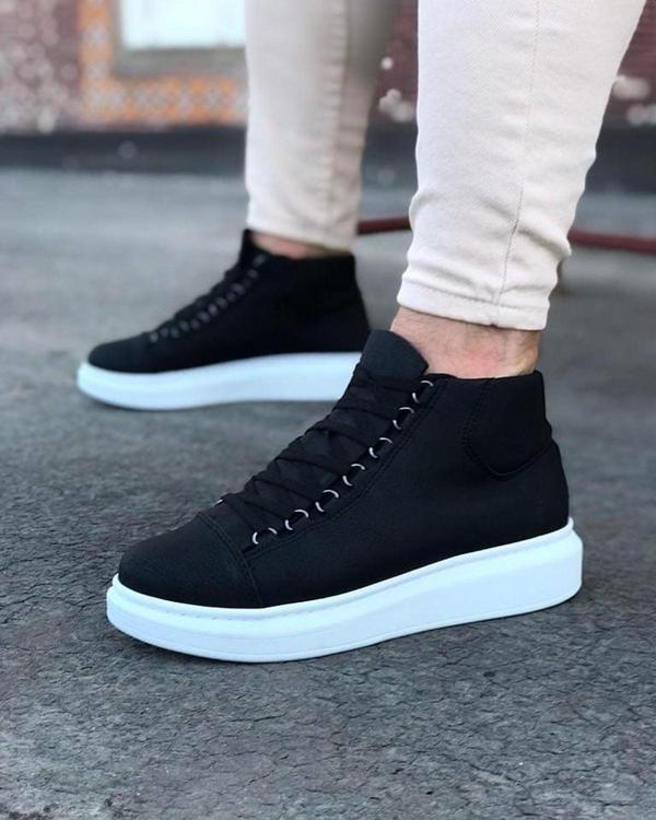 Celira NS032 Siyah Bağcıklı Sneakers Yarım Bilek Erkek Bot - Image 1