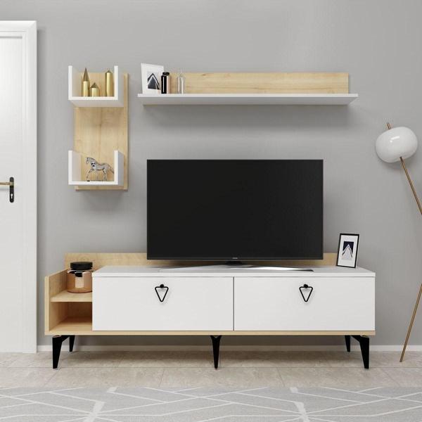 DemonteHome Mi̇adh Tv Üni̇tesi̇ Takimi Safi̇rmeşe-Beyaz - Image 1