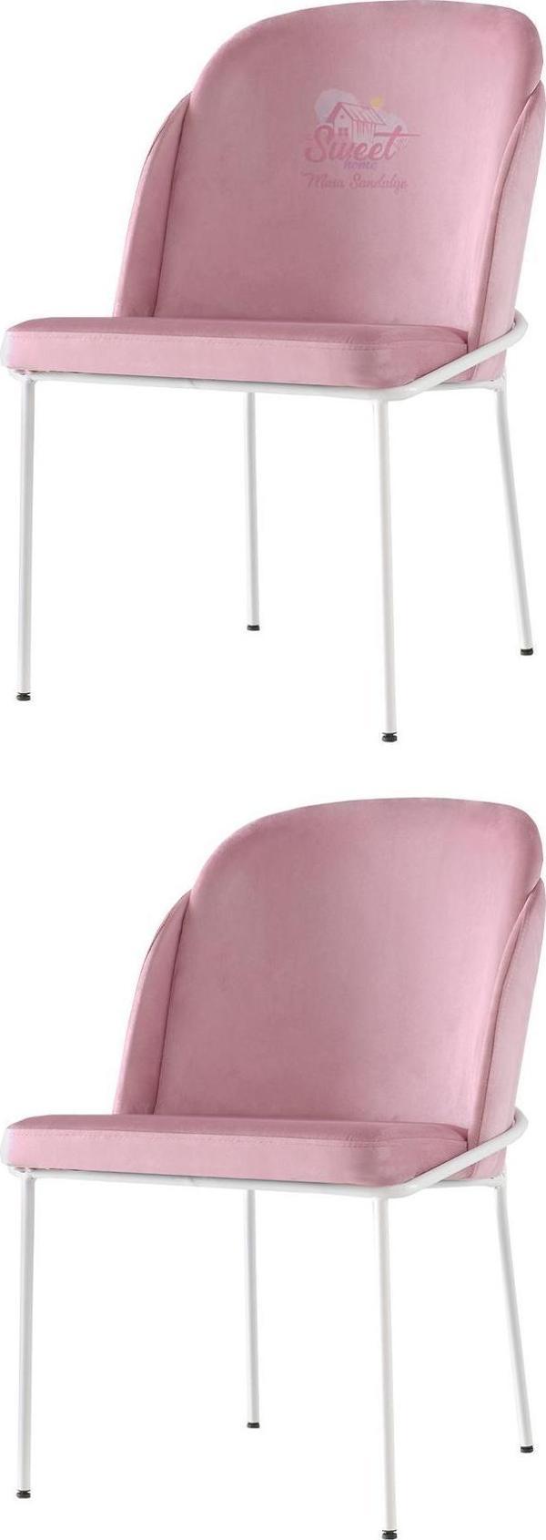 2 Adet Limon Sandalye Metal Beyaz Sandalye Mutfak Salon Yemek Odası Sandalyesi - Image 1