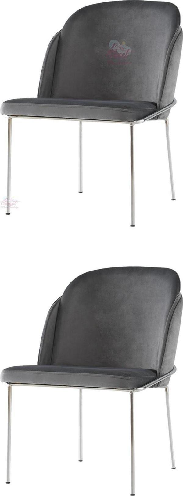 2 Adet Limon Sandalye Metal Krom Sandalye Mutfak Salon Yemek Odası Sandalyesi - Image 1