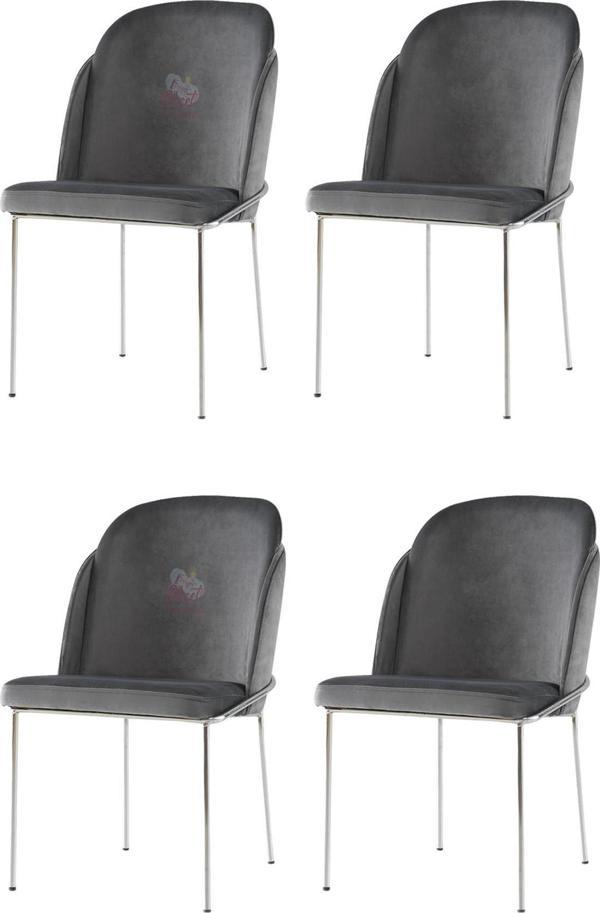 4 Adet Limon Sandalye Metal Krom Sandalye Mutfak Salon Yemek Odası Sandalyesi - Image 1