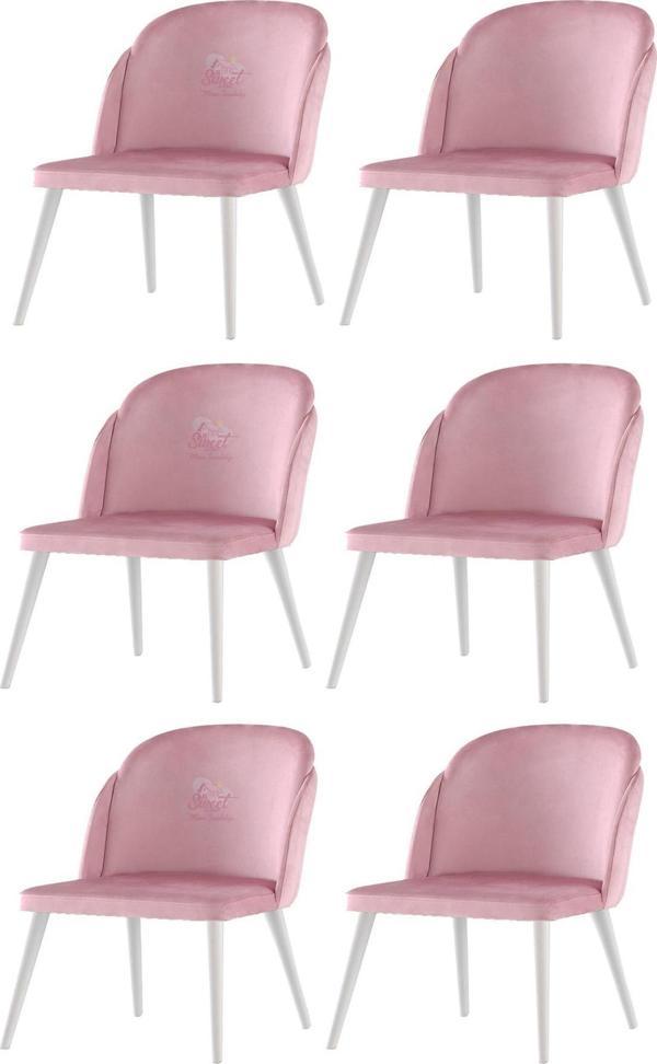 6 Adet Limon Sandalye Ahşap Beyaz Sandalye Mutfak Salon Yemek Odası Sandalyesi - Image 1