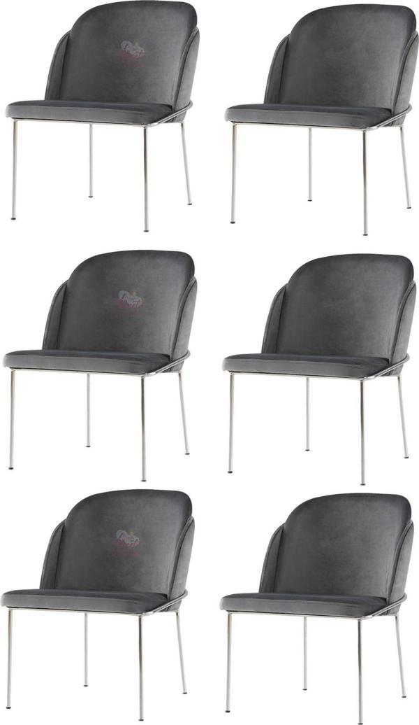 6 Adet Limon Sandalye Metal Krom Sandalye Mutfak Salon Yemek Odası Sandalyesi - Image 1