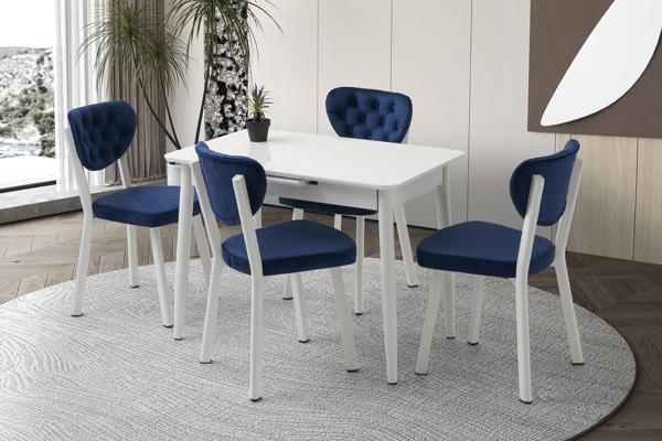 Açılır 60x100 Cm Mini Silva Beyaz Masa  4 Adet Simge Sandalye Takım - Image 1