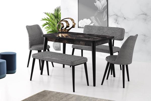 Açılır Silva Beyaz Mermer Masa  + Ekol Bench Takım - Image 1