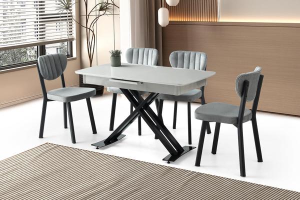 Milano Açılır Mdf X Ayak Masa 4 Adet Esinti Sandalye Takım - Image 1