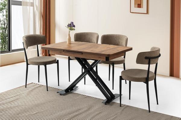 Milano Açılır Mdf X Ayak Masa 4 Adet Gözden Sandalye Takım - Image 1
