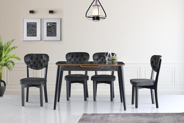 Milano H.Gloss Mdf Irony Masa +4 Adet Gala Sandalye Takım  - Image 1