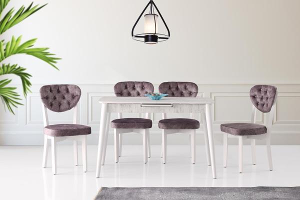 Milano Mdf Kristal Masa +4 Adet Gala Sandalye Takım  - Image 1
