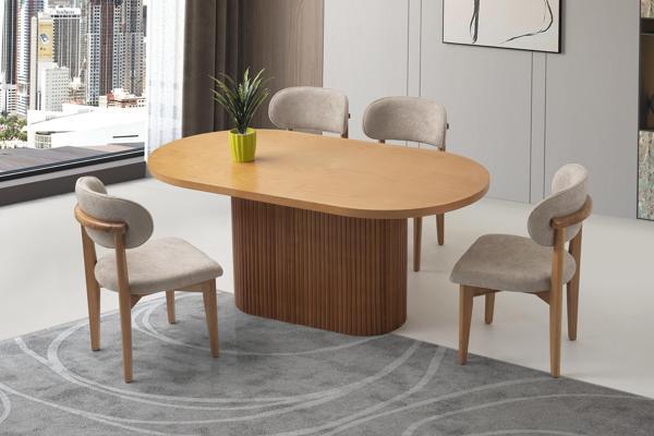 Orkide Oval Yemek Masası Takımı Nergis Sandalye Natural 90x160 cm (1 Masa 4 Sandalye ) - Image 1