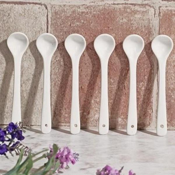 Kosova GSA-50  Porselen Büyük Beyaz 6'lı Çay Kaşığı Set 13 cm (49850) - Image 1