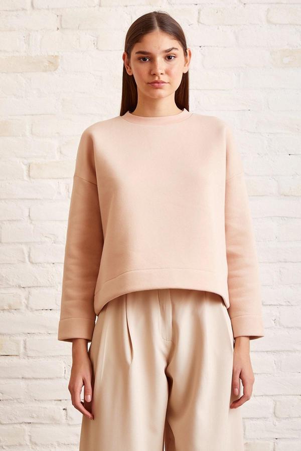 Bisiklet Yaka Oversize Sweatshirt Somon - Image 1