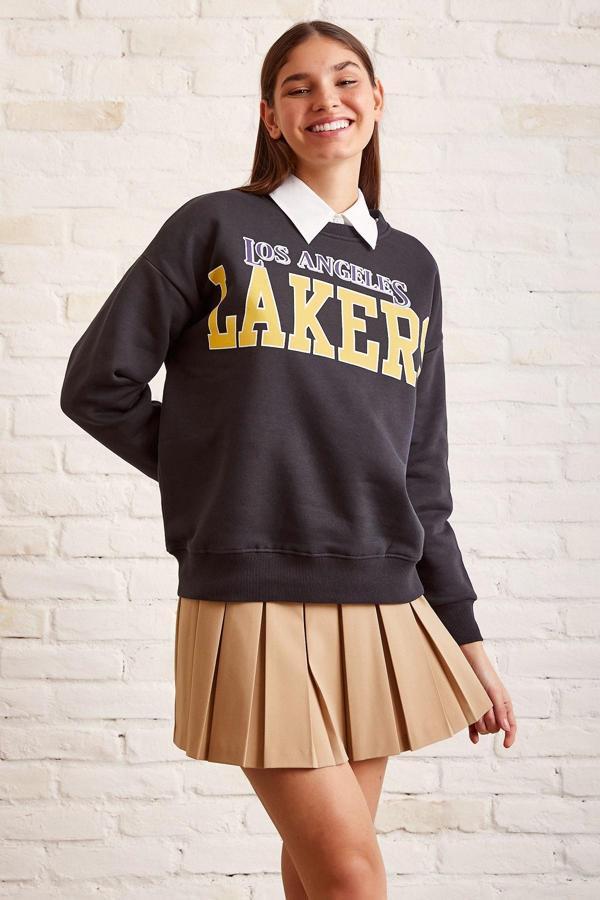 Lakers Baskılı Sweatshirt Antirasit - Image 1