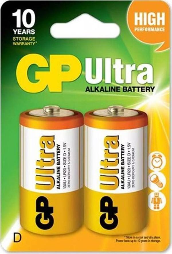 GP 13AU-2U2 Ultra Alkalin D Büyük Boy Kalın Pil Lr20 2 Li Paket - Image 1