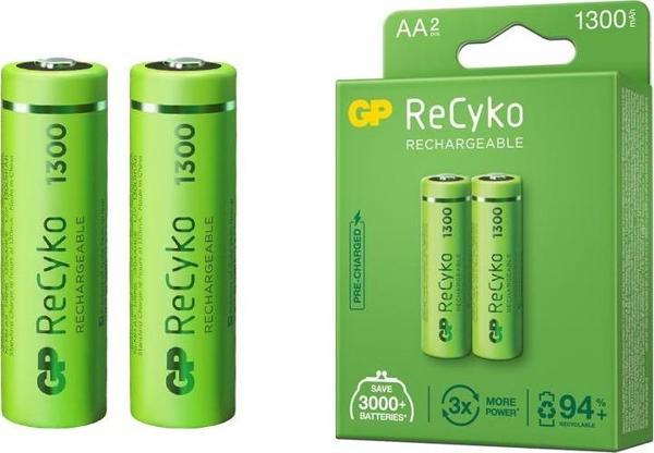 Gp Recyko 1300 Mah R6 AA Şarjlı 2'li Kalem Pil - Image 1