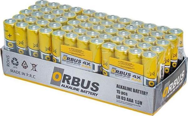 Orbus KLRORB-LR03-4B 1.5V AAA 60 Adet 4'lü Paket Alkalin İnce Kalem Pil - Image 1