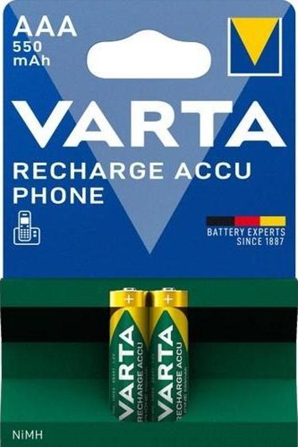 Varta 56663 NI-MH 1.2 Volt 550 Mah HR03 AAA Şarjlı 2'li İnce Kalem Pil - Image 1