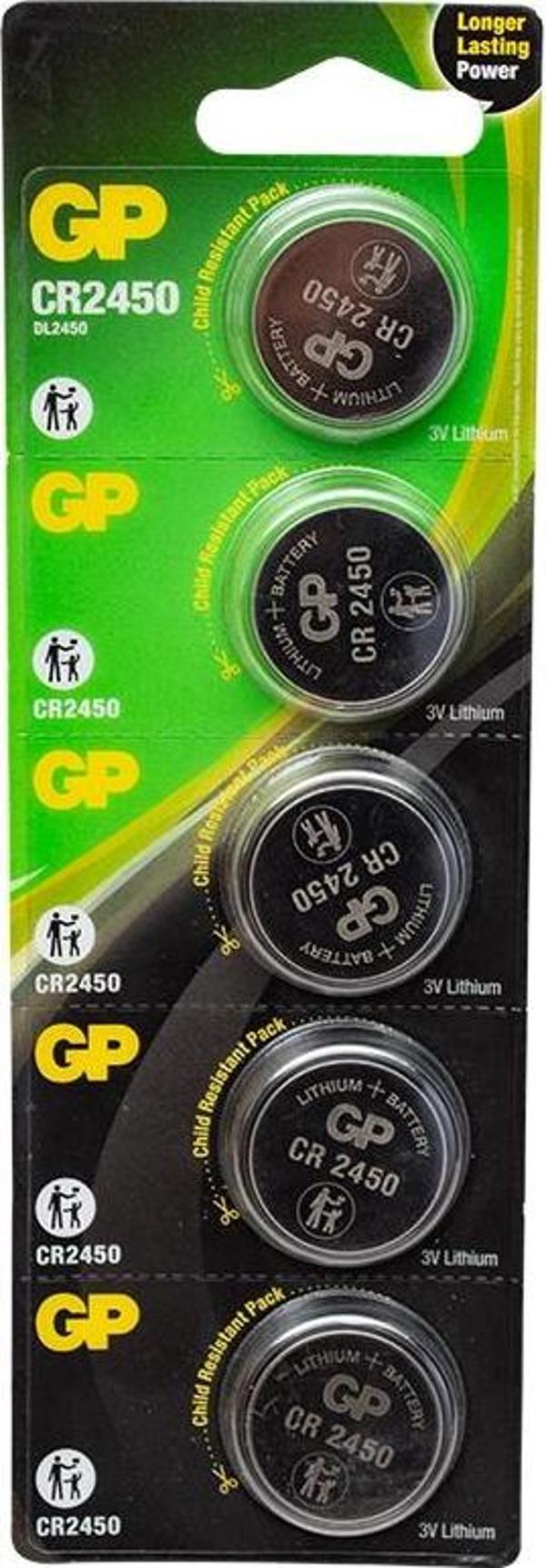 GP CR2450 3 Volt Lityum 5'li Pil - Image 1
