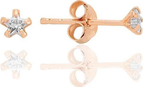 Gümüş zirkon taşlı, rose, yıldız kesim 3 mm tektaş küpe [barcode] - Image 1
