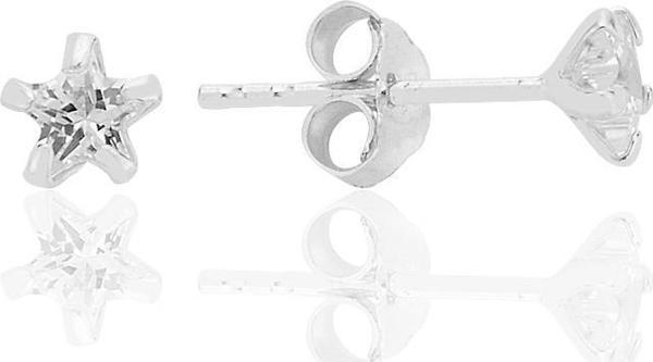 Gümüş zirkon taşlı, yıldız kesim 4 mm tektaş küpe [barcode] - Image 1