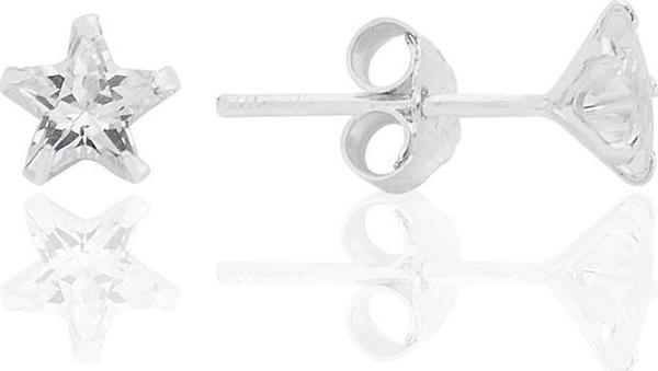 Gümüş zirkon taşlı, yıldız kesim 5 mm tektaş küpe [barcode] - Image 1