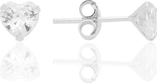 Gümüş zirkon taşlı, kalp kesim 5 mm tektaş küpe [barcode] - Image 1