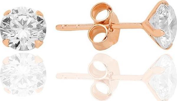 Gümüş zirkon taşlı,rose yuvarlak kesim 5 mm tektaş küpe [barcode] - Image 1