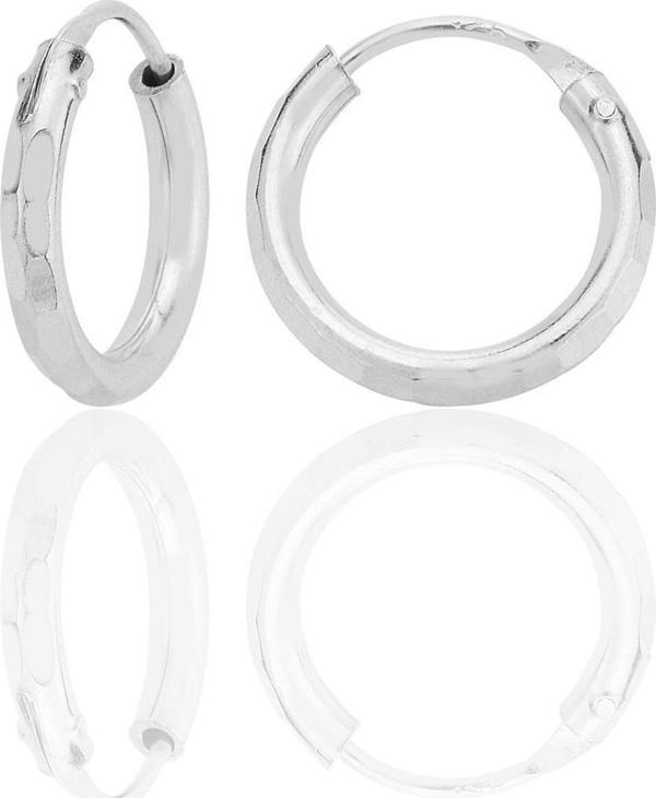Gümüş lazer kesimli 14 mm halka küpe [barcode] - Image 1
