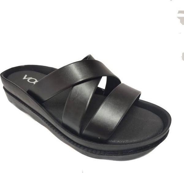 Voga 1703-25 Deri Dolgu Topuk 3 Bant Kadın Terlik - Image 1