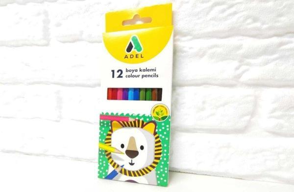 Adel Kuru Boya Tam Boy 12 Renk Altıgen Gövde Yerli Üretim - Image 1